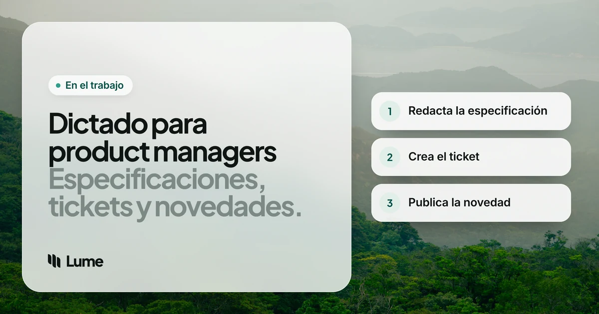 Mejor software de dictado para product managers: specs, tickets y prompts