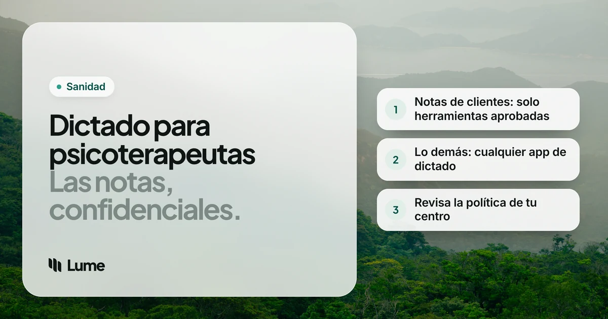 Mejor software de dictado para psicoterapeutas: notas, privacidad y el resto del trabajo
