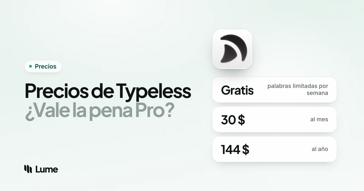 Precio de Typeless en 2026: planes, plan gratuito y coste a 3 años