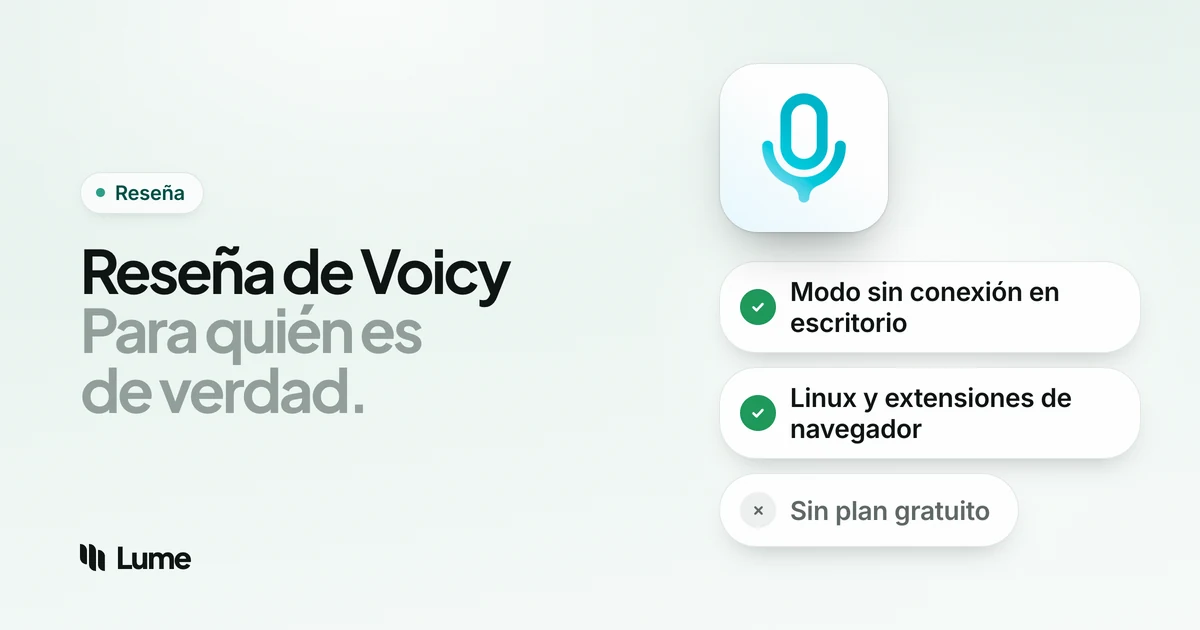 Análisis de Voicy 2026: funciones, precio, privacidad y para quién es