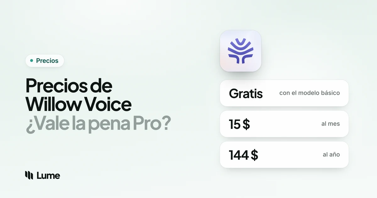Precio de Willow Voice en 2026: planes, plan gratuito y coste a 3 años