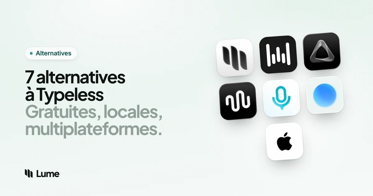 Alternatives à Typeless en 2026 : 7 applications de dictée comparées