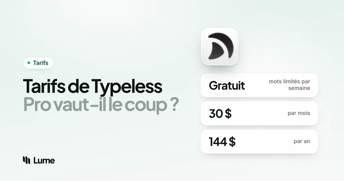 Tarifs Typeless 2026 : formules, offre gratuite et coût sur 3 ans