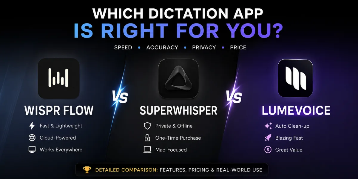 Wispr Flow vs Superwhisper vs LumeVoice: 2026 Comparison